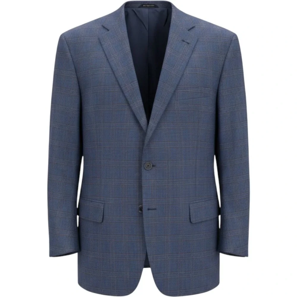 Jos. A. Bank Sport Coat Mens 50L Blue Glen Plaid 100% Wool Signature Big & Tall